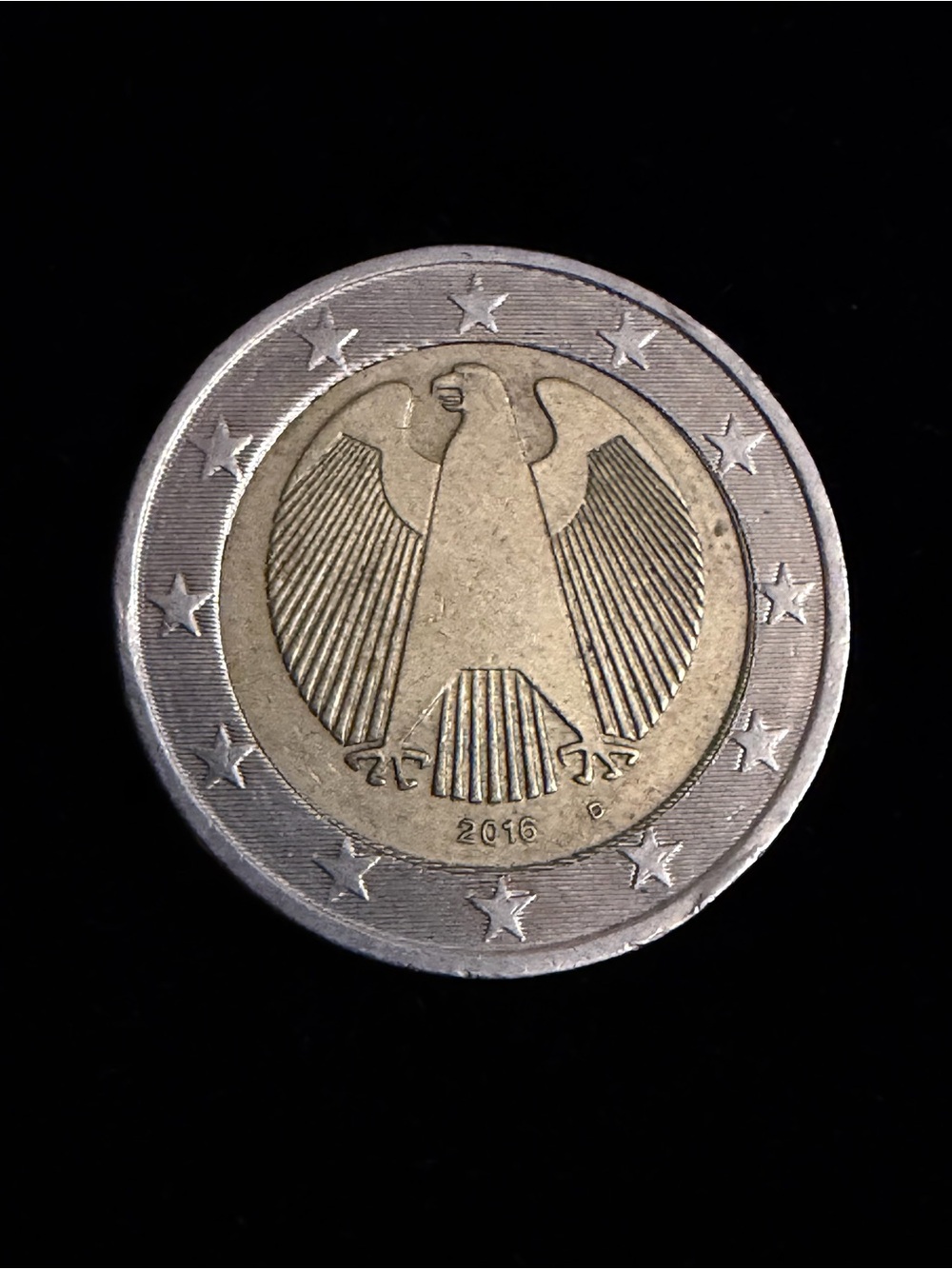 Germany 2 Euro 2016 D Mint Error Rare Misaligned Die Core Coin Collectible